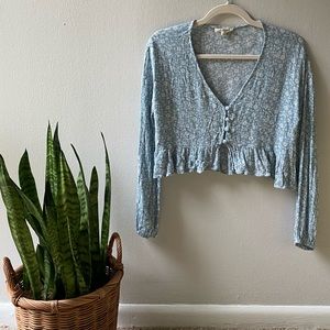 LA Hearts Long Sleeve Ruffle Hem Top